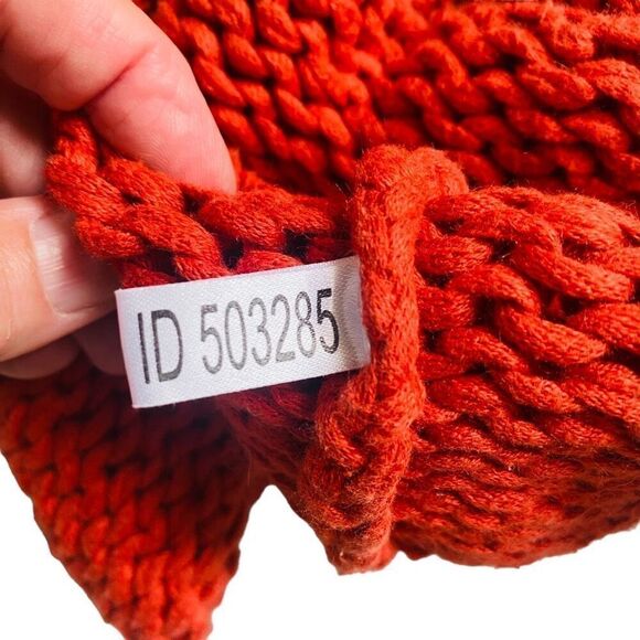The Limited Hand Knit RARE Mock Neck Sleeveless Sweater/ Vest Orange Fall L AG23 - Picture 10 of 10